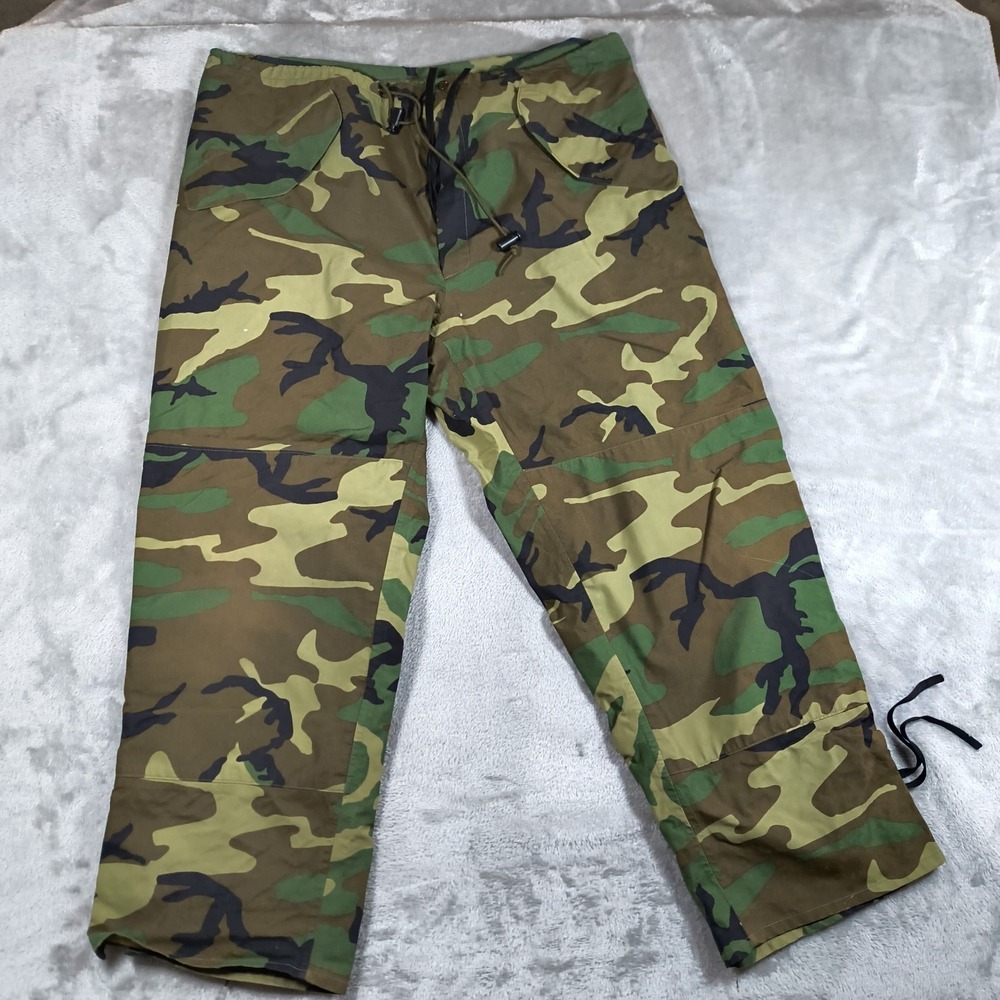 Vintage Cold Weather Military Pants Men Large Camo ECWCS Tactical Trousers Nylon